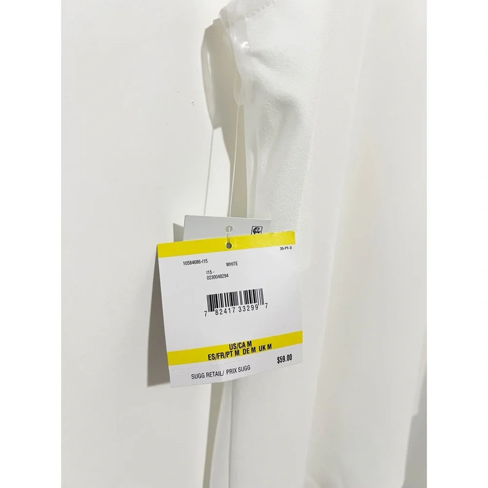 Kasper Women's White Sleeveless Tie-Neck Top‎ Size Medium